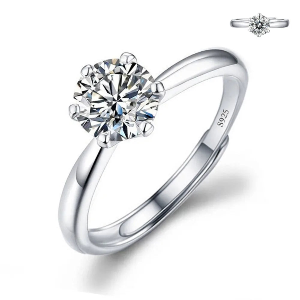 luckacco never fade luxury classic 18k white gold color ring solitaire 2 carat zirconia diamant wedding band women jewelry accessories