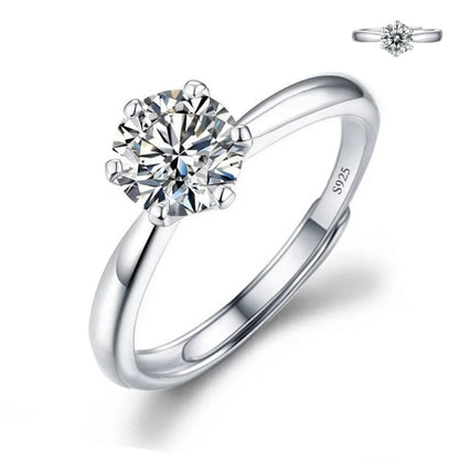 Luckacco Never Fade Luxury Classic 18K White Gold Color Ring Solitaire 2 Carat Zirconia Diamant Wedding Band Women Jewelry Accessories