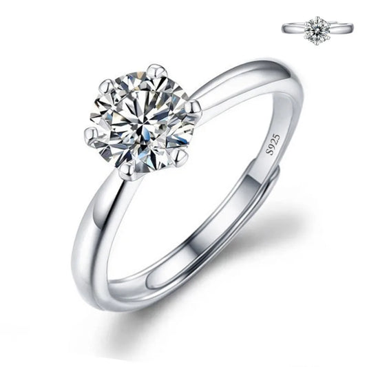 Luckacco Never Fade Luxury Classic 18K White Gold Color Ring Solitaire 2 Carat Zirconia Diamant Wedding Band Women Jewelry Accessories