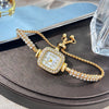 Luckacco The new ladies' small square watch features a double-row diamond bracelet and Arabic numerals fashionable quartz watch