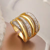 Luckacco 31styles Luxury AAA Cubic Zirconia Inlay Copper Wedding Jewelry Gold Color Statement Geometric Rings For Elegant Women