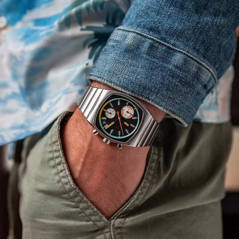 luckacco ciloa man high quality quartz watches for men retro automatic movement steeldive male stainless steel waterproof watch men's