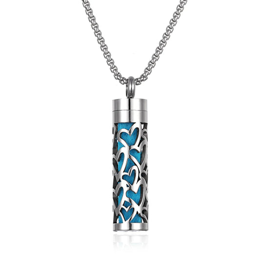 Luckacco Long Strip Stainless Steel Aromatherapy Necklace Perfume Diffuser Essential Oil Diffuser Pendant Necklace Jewelry Accessories