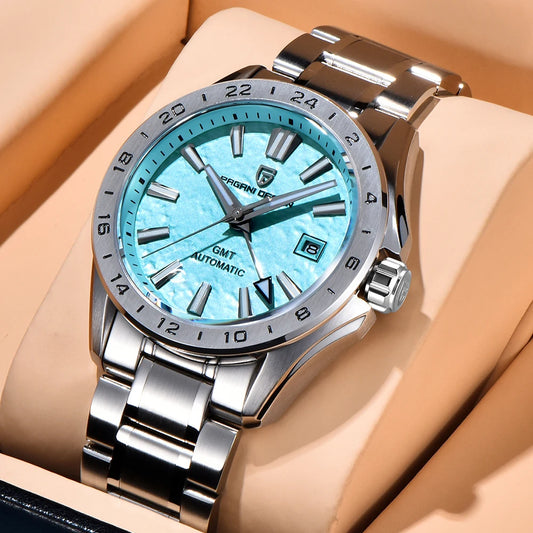 Luckacco 2024 New PAGANI DESIGN 40MM Men Mechanical Watches Top Brand Sapphire Glass GMT Watch 100M Waterproof Automatic Watch for Men