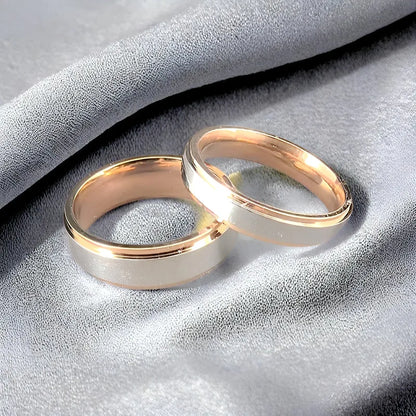 Luckacco 6MM Fashion Polished Rose Gold Titamium Steel Rings High Quality Simple Women Wedding Band Jewelry Party Accessories For Gift