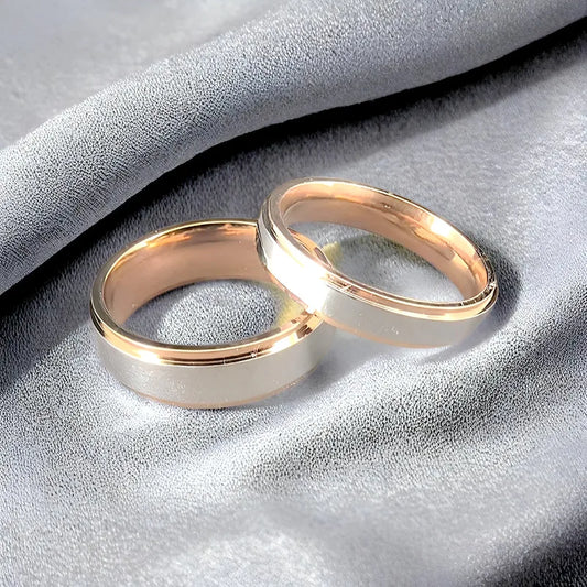 Luckacco 6MM Fashion Polished Rose Gold Titamium Steel Rings High Quality Simple Women Wedding Band Jewelry Party Accessories For Gift