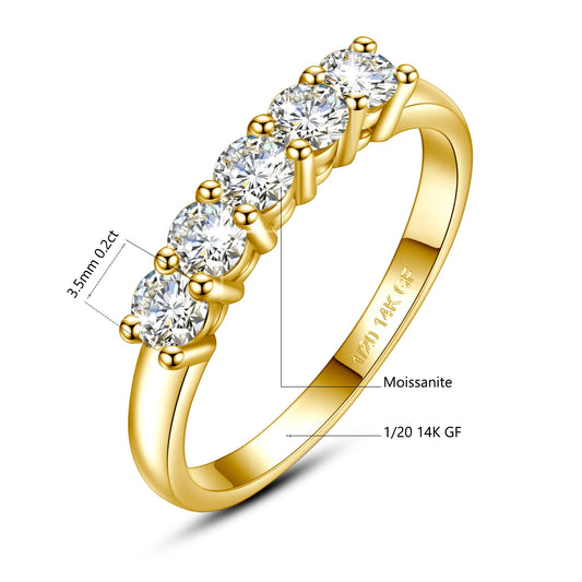 Luckacco Szjinao 14K Gold Filled Rings For Woman 1.0CT 3.5mm Moissanite Diamond Wedding Jewelry No Tarnish Engagement Lady Gift