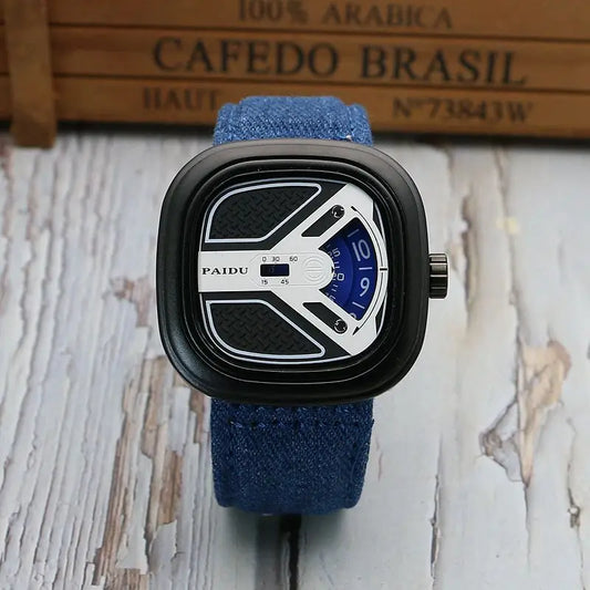 Luckacco UTHAI CE96 Punk Style Square Wheel Man watch Fashion Wheel Fashion Watch Wild Belt Waterproof Quartz Watch watches for man