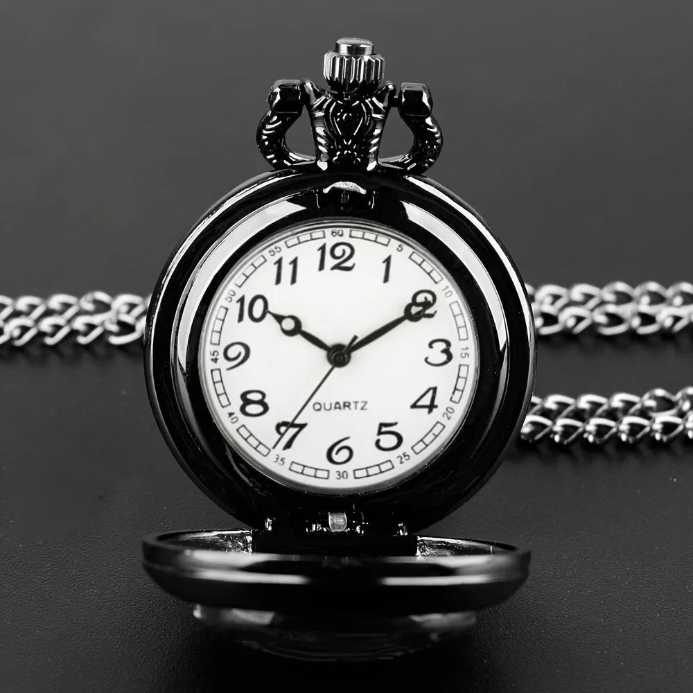 luckacco unique vintage black crow mini quartz pocket watch,necklace pendant with world time feature, ideal gift for men & women and kids