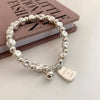Luckacco New 925 Silver Geometric Bead Punk Peace of Mind Words Irregular String Bracelet For Woman Girl Fashion Jewelry Gift Dropship