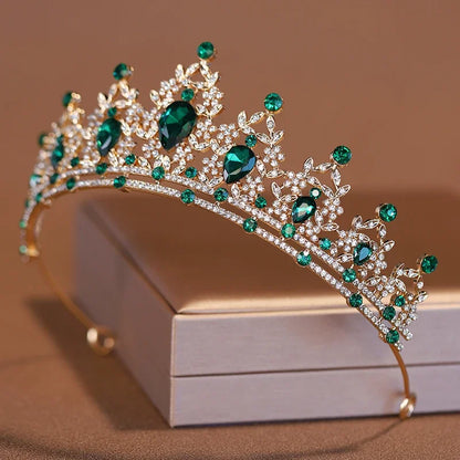 Luckacco Bridal Headwear Green-Colour Women's Fashion Party Crown Girl Performance Tiaras