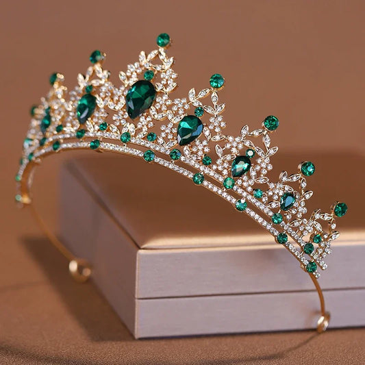 Luckacco Bridal Headwear Green-Colour Women's Fashion Party Crown Girl Performance Tiaras