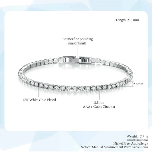Luckacco Fashion Multicolor Tennis Bracelet for Women 2.5/3/4/5mm Zirconia Charm Designer Tennis Chain Men Bracelet Wedding Jewelry KC128