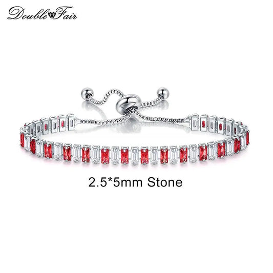 Luckacco Designer Red Zirconia Short Tennis Bracelets for Women Men Dazzling Crystal Adjustable Chain on Hand Party Daily Gifts Jewelry