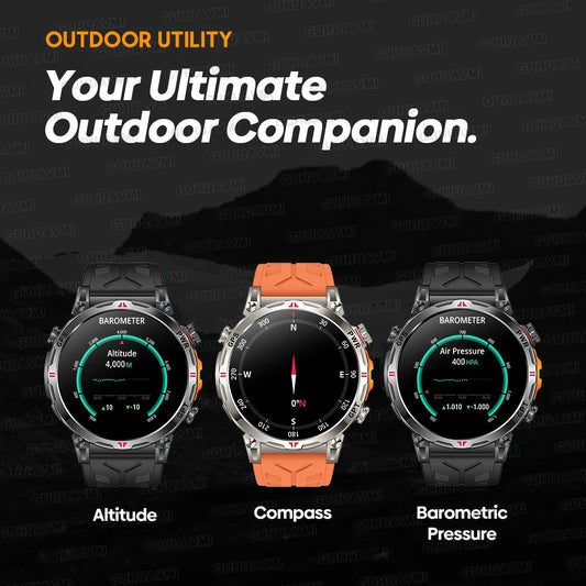 Luckacco 2025New Military GPS Sports SmartWatch Men 1.56" AMOLED Screen Compass Altimeter 5ATM Waterproof 560mAh Wireless Call Smartwatch