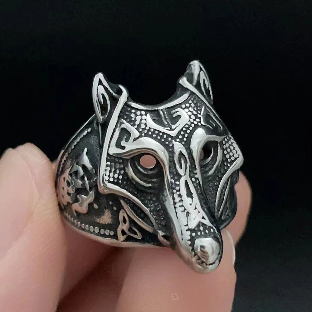 luckacco vintage nordic viking ring stainless steel men ethnic belief odin compass valknut tree of life ring amulet jewelry