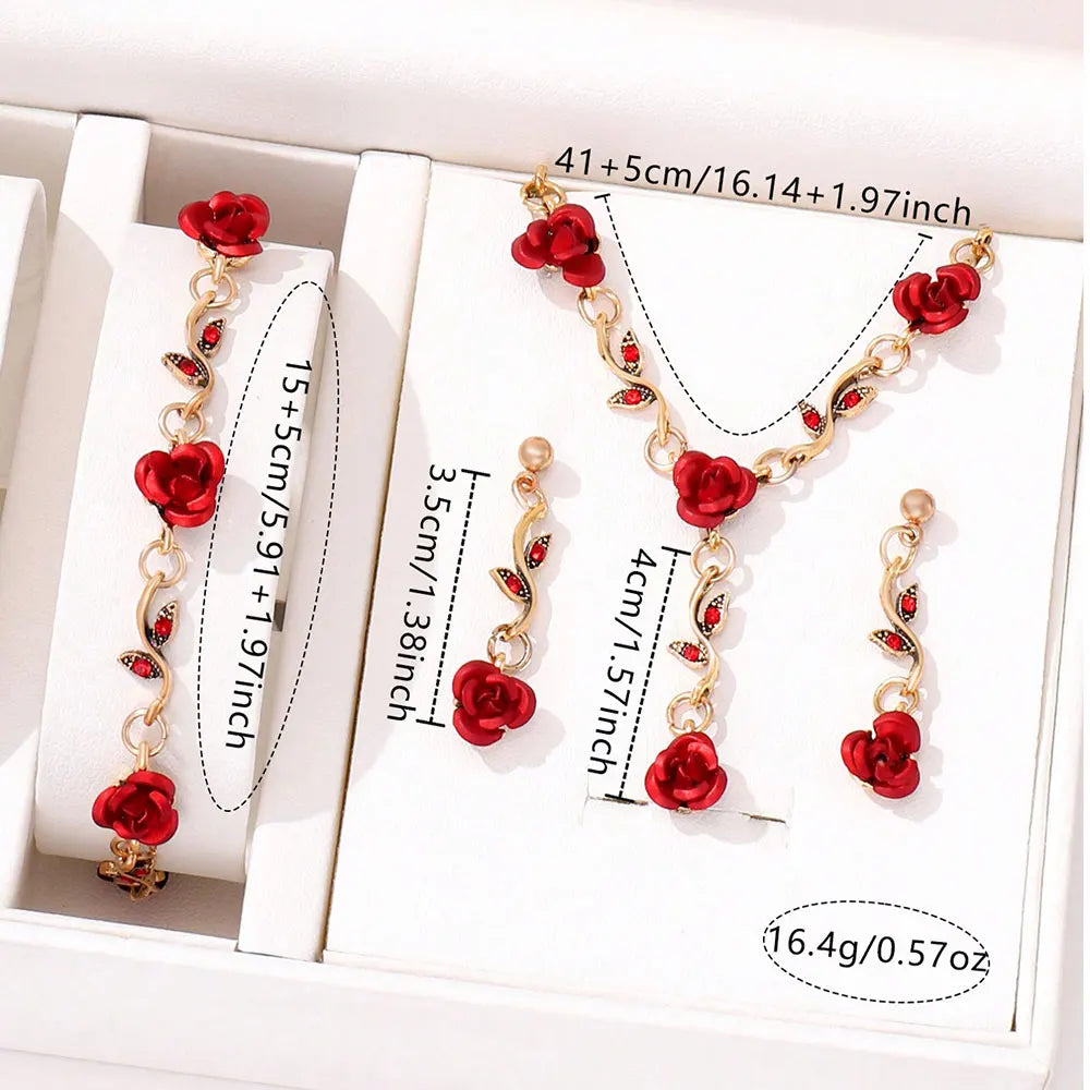 luckacco 4pcs women's jewelry set, luxury ladies fashion casual bracelets, necklace, earrings, jewelry set, suitable for daily wear, gift