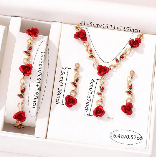 Luckacco 4pcs Women's Jewelry Set, Luxury Ladies Fashion Casual Bracelets, Necklace, Earrings, Jewelry Set, Suitable for Daily Wear, Gift