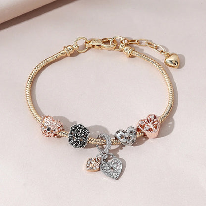 Luckacco 1pcs Heart Shaped Tree Of Life Bracelet Women Fashion Trend Jewelry Copper Chain Diy Beads Jewelry