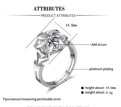 Luckacco 2023 New Fashion Silver Color Wedding Ring For Women Men The Galadriel Nenya Windmill Shape Jewelry Christmas Friends Gift