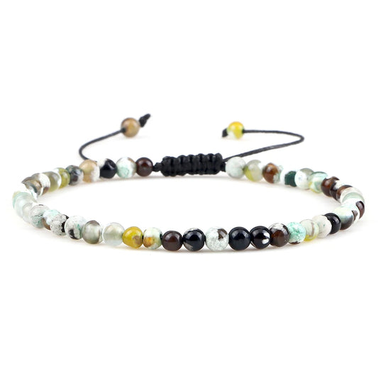 Luckacco Fashion Women Bracelets Natural Agates Onyx Stone Minimalist 4mm Beads Bracelet Handmade Girls Vacation Jewelry Best Friend Gift