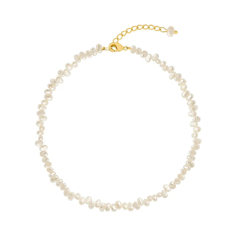 luckacco 5-6m real natural baroque freshwater pearl necklace fashion jewelry for gift 925 sterling silver choker necklace for women girls