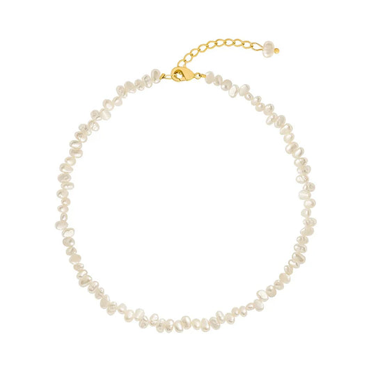 Luckacco 5-6m Real Natural Baroque Freshwater Pearl Necklace Fashion Jewelry for Gift 925 Sterling Silver Choker Necklace for Women Girls