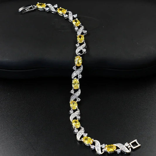 Luckacco Exquisite Shiny Tennis Ball Shape Crystal Zircon Bracelet for Women Fashion Evening Party Jewelry Girls Gift