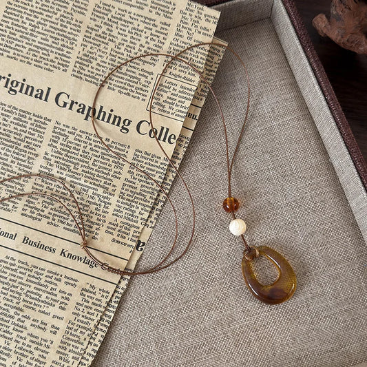 Luckacco Black Hollow Big Water Drop Pendant Necklace for Women Adjustable Leather Rope Choker Y2K Jewelry Party