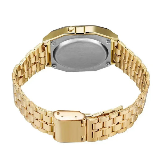 Luckacco Fashion Mens Watch Digital Led Luxury Stainless Steel Square Wristwatch Electronic Watches for Men Female Clock Reloj Hombre