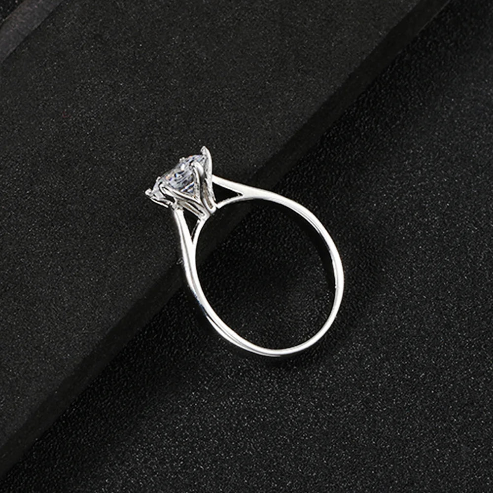 luckacco classic wedding rings for women forever simple six claws zirconia fashion solitaire engagement marriage gift ring jewelry kcr033