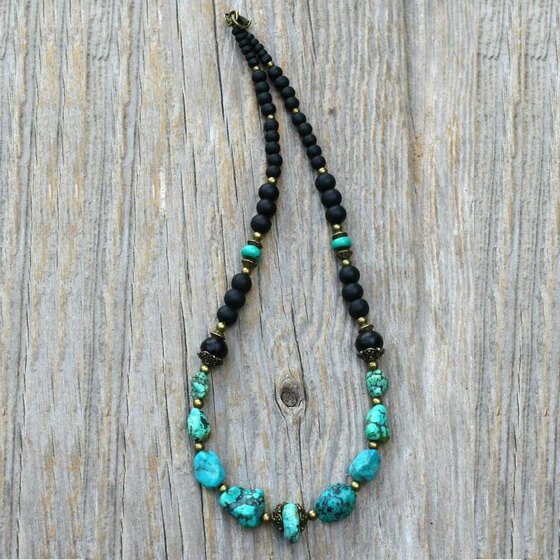 turquoise necklace for men / bohemian necklace / Turquoise gemstone necklace / jewelery for men / cool necklace for men - luckacco