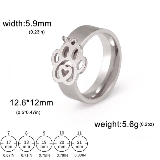 Luckacco Unift Women Stainless Steel Charms Rings Flower Leaf Spider Paw Pendant Finger Ring Fashion Minimalist Couple Jewelry