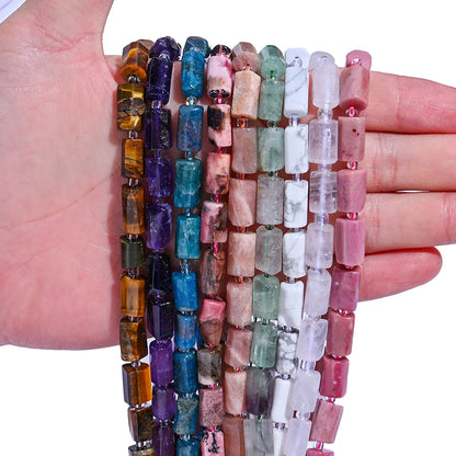 Luckacco 8MMx12MM Natural Stone Tube Beads, ,for Jewelry Making Bracelets Necklaces Earrings DIY Holiday Gifts