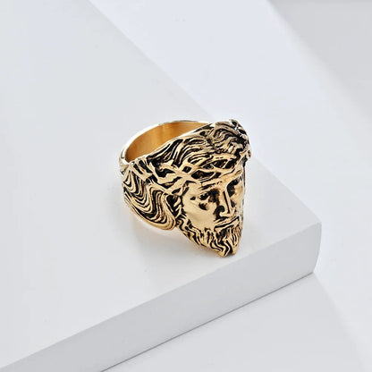 Luckacco Vintage Exorcism Saint Benedict Cspb Cross Ring Men Punk Amulet Christianity Rings Stainless Steel Jewelry Gift