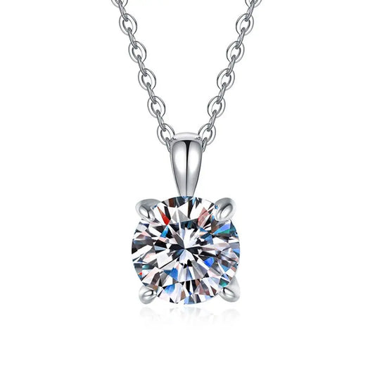 Luckacco Lihong Classic Women's Necklace AAAAA Zirconia 1ct Four Prong 925 Sterling Silver Pendant Luxury Fine Jewelry