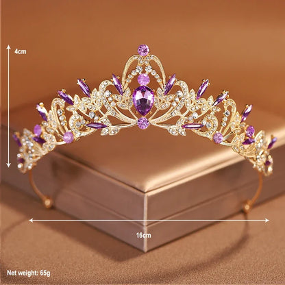 Luckacco Bridal Headwear Purple-Colour Women's Grand Party Crown Birthday Tiaras