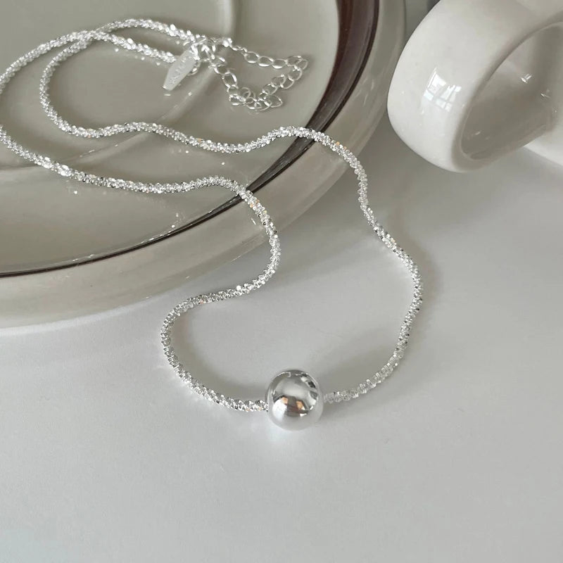 luckacco new s925 silver sparkling necklace women trendy ball clavicle chain choker girls korean wedding party fine jewelry accessories