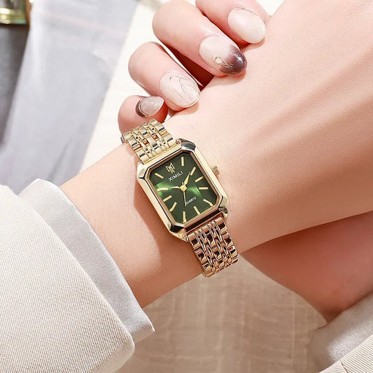 Luckacco 2025 Hot Brand Stainless Steel Strap Watch Women Luxury Gift Quartz Wristwatch Student Fashion Simple Square Quartz Watches