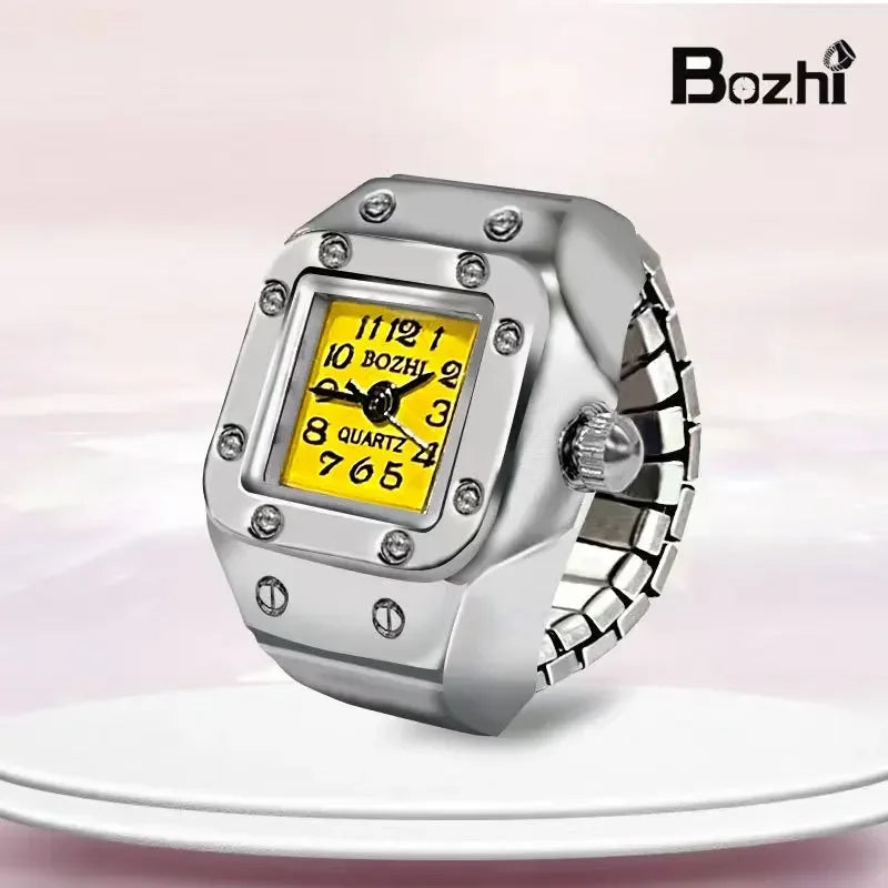 luckacco vintage punk quartz finger watch ring for women men couple rings digital watches elastic stretchy finger band ring jewelry clock