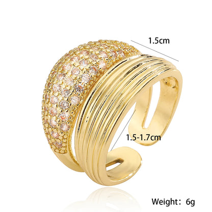 Luckacco 31styles Luxury AAA Cubic Zirconia Inlay Copper Wedding Jewelry Gold Color Statement Geometric Rings For Elegant Women