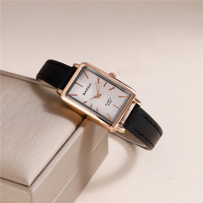 Luckacco fashion rectangle dial quartz women leather watch