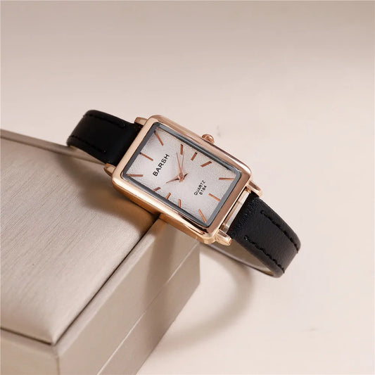 Luckacco fashion rectangle dial quartz women leather watch