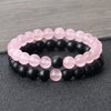 Luckacco Natural Stone Matching Couple Bracelet Distance Pink Black Beads For Men Women Strand Bracelets Bangles Yoga Lover Jewelry Gifts