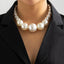 CANPEL Fashion Big Imitation Pearl Choker Necklace for Women Wedding Bridal Temperament Bead Maxi Chain Christmas Jewelry - luckacco