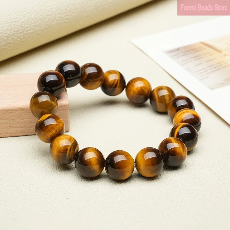 luckacco high quality yellow tiger eye stone bracelet natural stone handmade fine bangles handmade healing reiki yoga jewelry 6/8/10/12mm