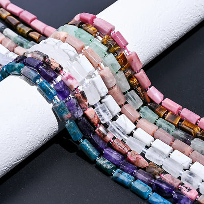 Luckacco 8MMx12MM Natural Stone Tube Beads, ,for Jewelry Making Bracelets Necklaces Earrings DIY Holiday Gifts