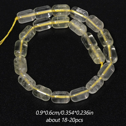Luckacco 9x6MM Cylinder Lemon Quartz Natural Stone Loose Spacer Beads for Jewelry Making DIY Earrings Bracelet Charms Accessories