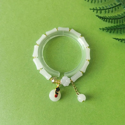 Luckacco DIY Oriental Ethnic Style Blessing Bracelet Step by Step, White as Jade Bracelet, High end Business Gift Versatile