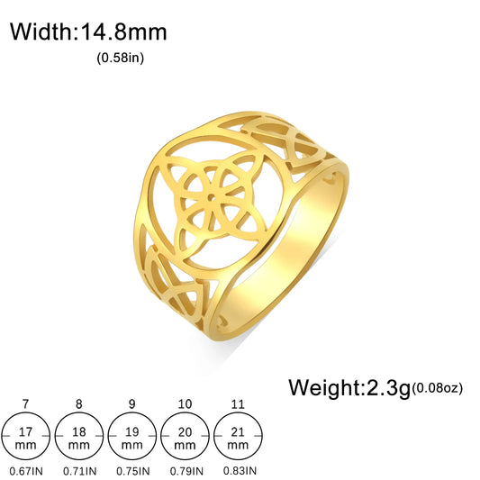 Luckacco Skyrim Witch Knot Ring Women Men Stainless Steel Finger Rings Witchcraft Wicca Triquetra Celtics Knot Amulet Jewelry Gift